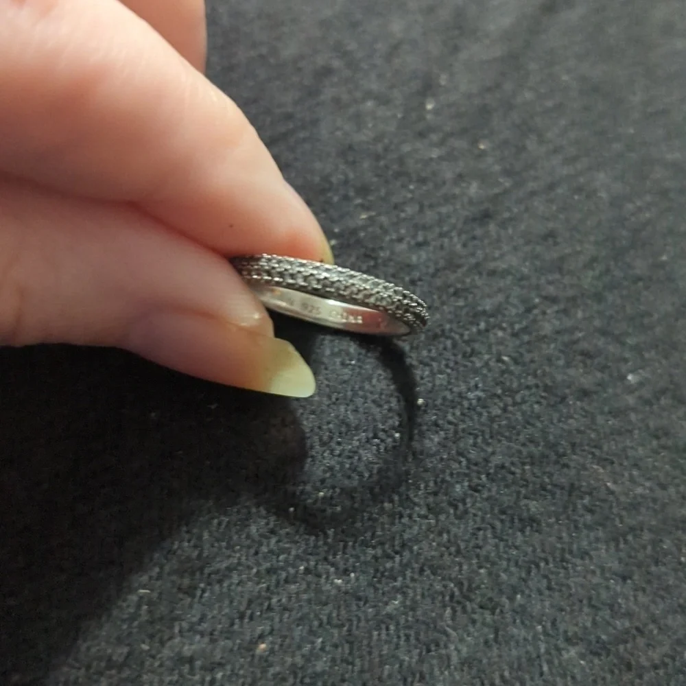 Sterling Silver Clear Rhinestone Statement Ring - size 6